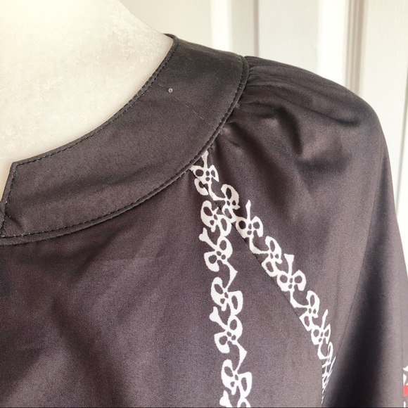 Misslook Gray Boho Print Long Sleeve Oversized Peasant Blouse - Picture 8 of 13